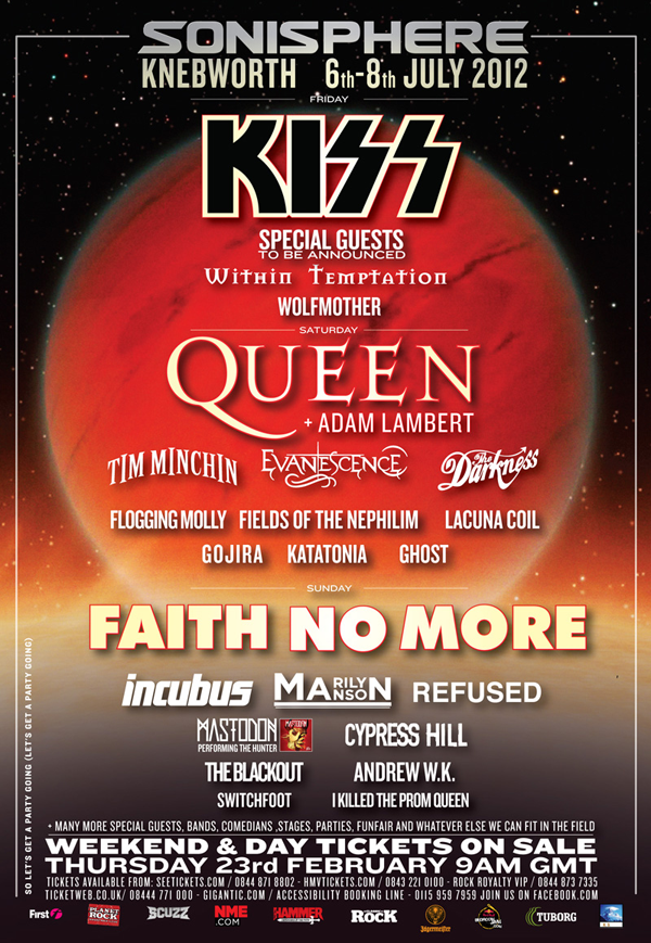 Sonisphere Knebworth Poster 2012