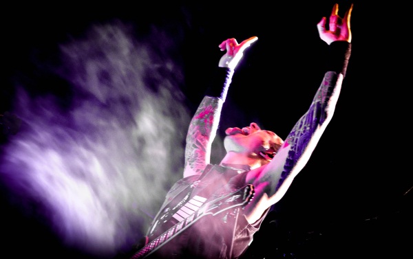 Matt Heafy, lead singer and guitarist of Trivium on stage in Glasgow 2014