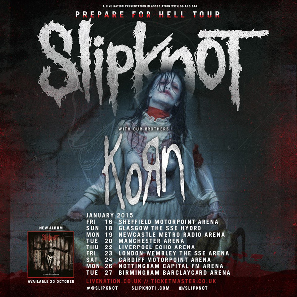 Slipknot Korn Prepare For Hell UK Tour 2015 Poster