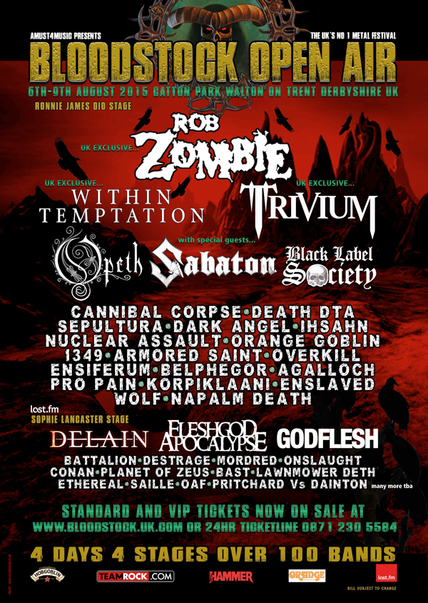 Bloodstock Festival 2015 Latest Line Up Poster Including Lawnmower Deth