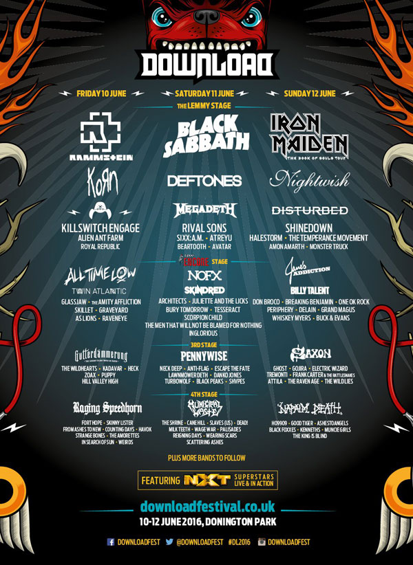 Download Festival 2016 Line Up Poster Mid April