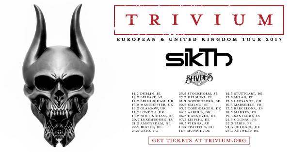 Trivium Sikth Shvpes UK Tour Poster 2017