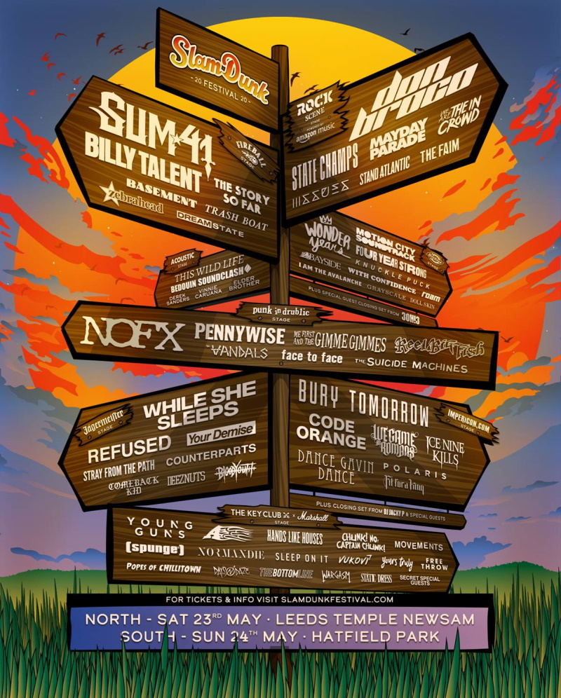 Slam Dunk Festival 2020 - Stage Split Line Up Poster